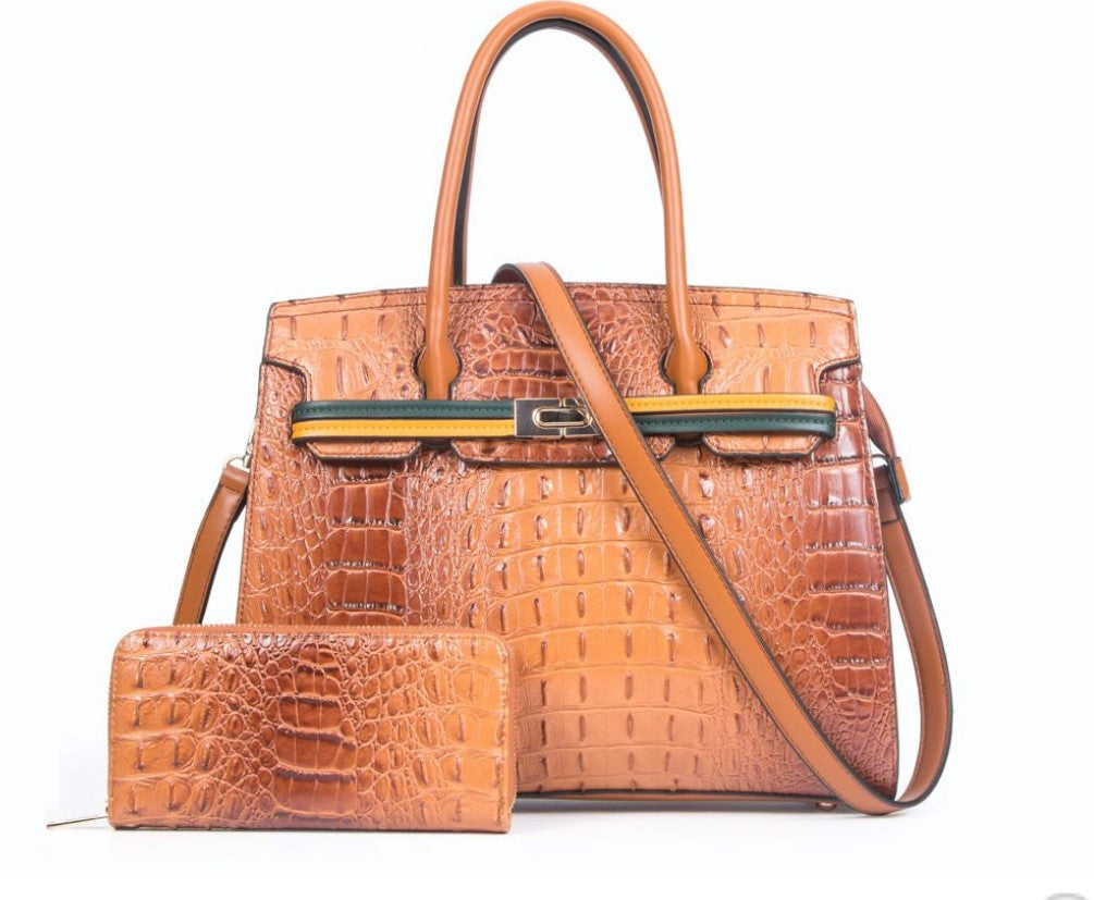 Ostrich Satchel Bag & Wallet Set